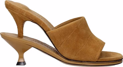 Brown Leather Stiletto Heel Sandals