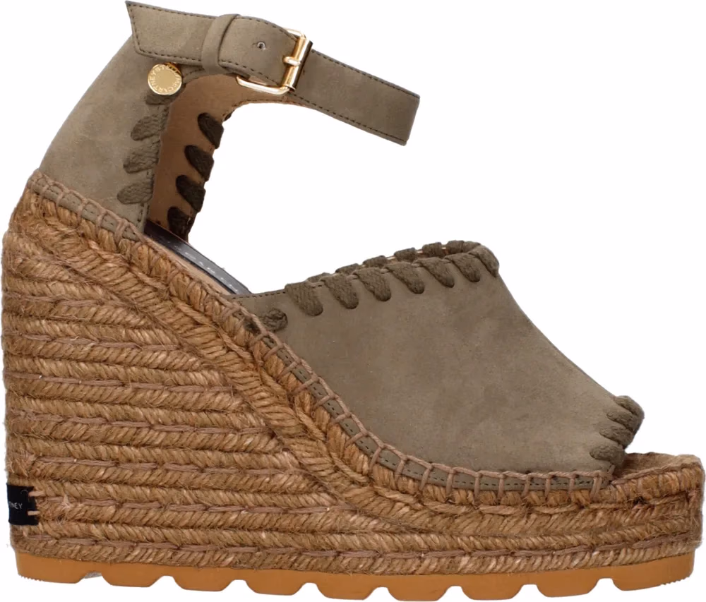 Stella McCartney Green Leather Wedge Sandals