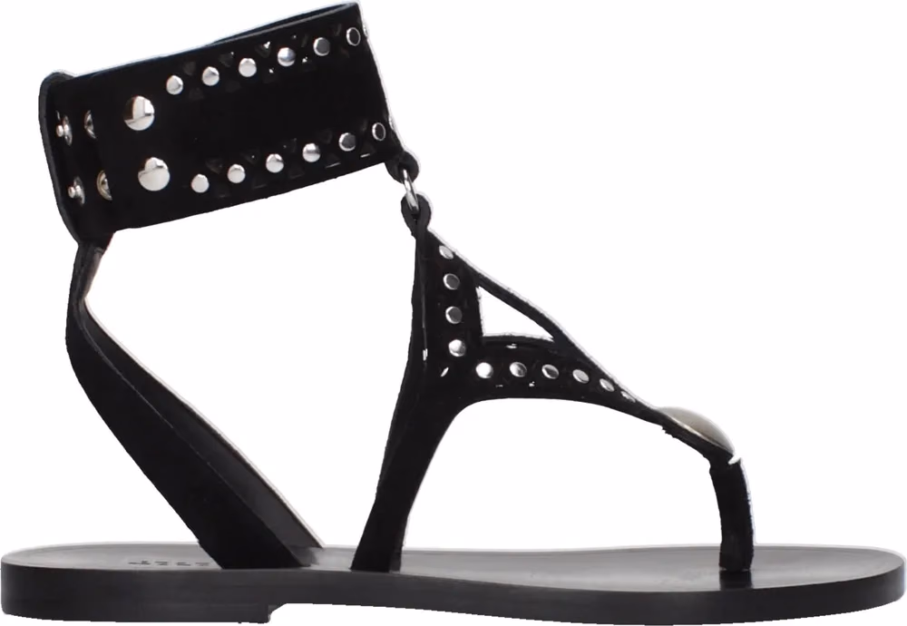 Isabel Marant Black Leather Flip-Flop Sandals