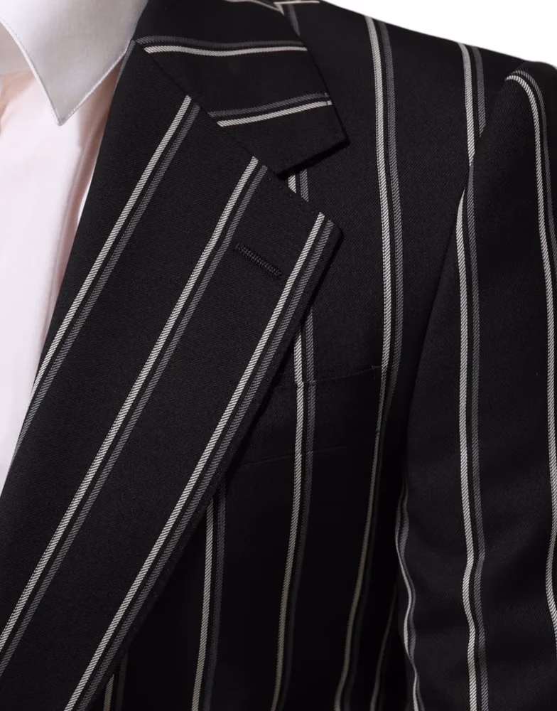 Dolce & Gabbana Dark Gray Stripes SICILIA 1 Button Suit Blazer