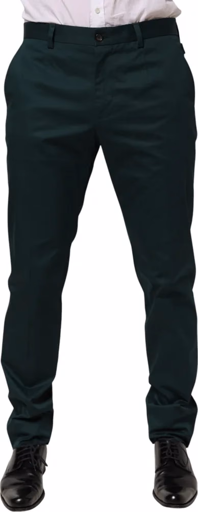 Dolce & Gabbana Green Cotton Formal Dress Men Trouser Pants
