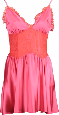 Pink Cotton Women Dress with Lace Detail