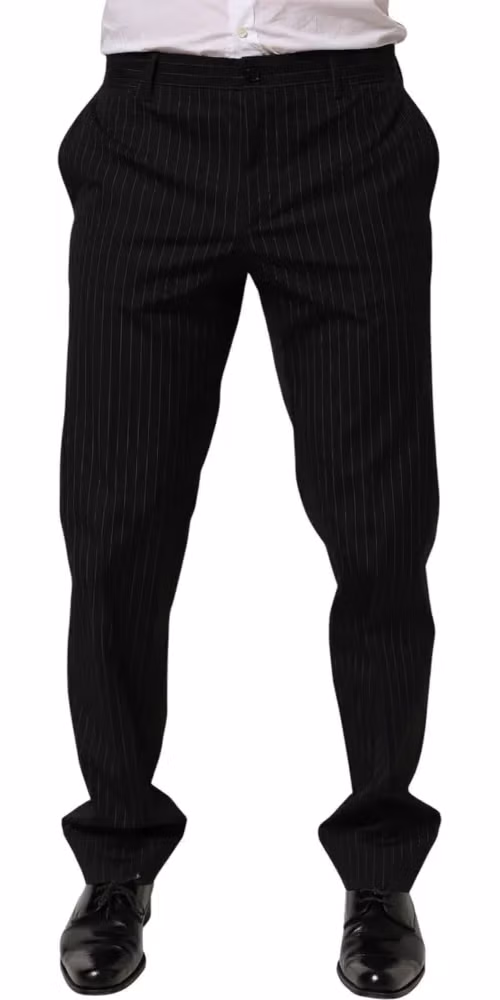 Dolce & Gabbana Black Striped Dress Formal Men Trouser Pants