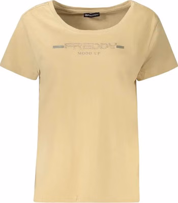 Beige Cotton Women T-Shirt