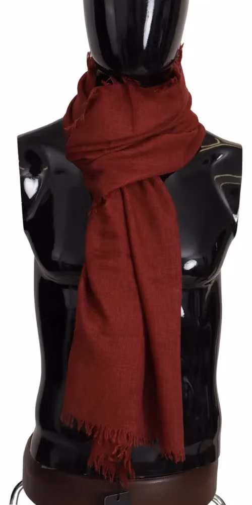 Dolce & Gabbana Red DG Crown Cashmere Silk Shawl Fringe Wrap Scarf