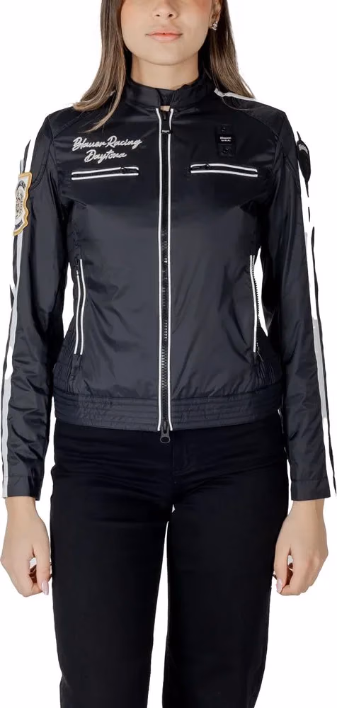 Blauer Black Polyamide Biker Jacket
