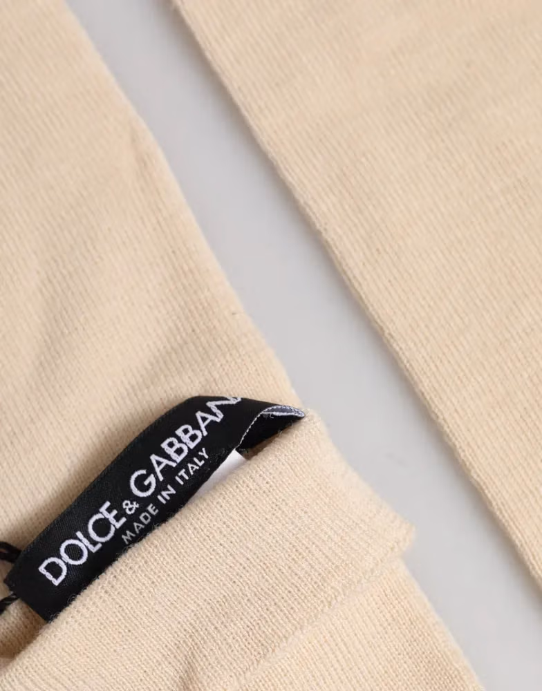 Dolce & Gabbana Beige Wool Fingerless Elbow Length Women Gloves