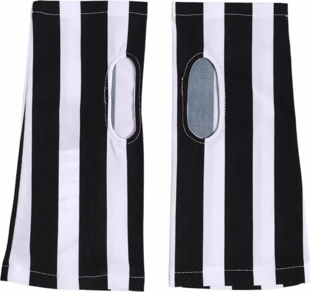 Dolce & Gabbana Black White Nylon Fingerless Wrist Length Gloves