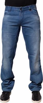 Blue Washed Cotton Regular Fit Men Denim Trouser Jeans