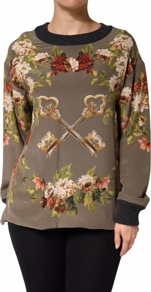 Dolce & Gabbana Enchanted Sicily Silk Crewneck Blouse Sweater