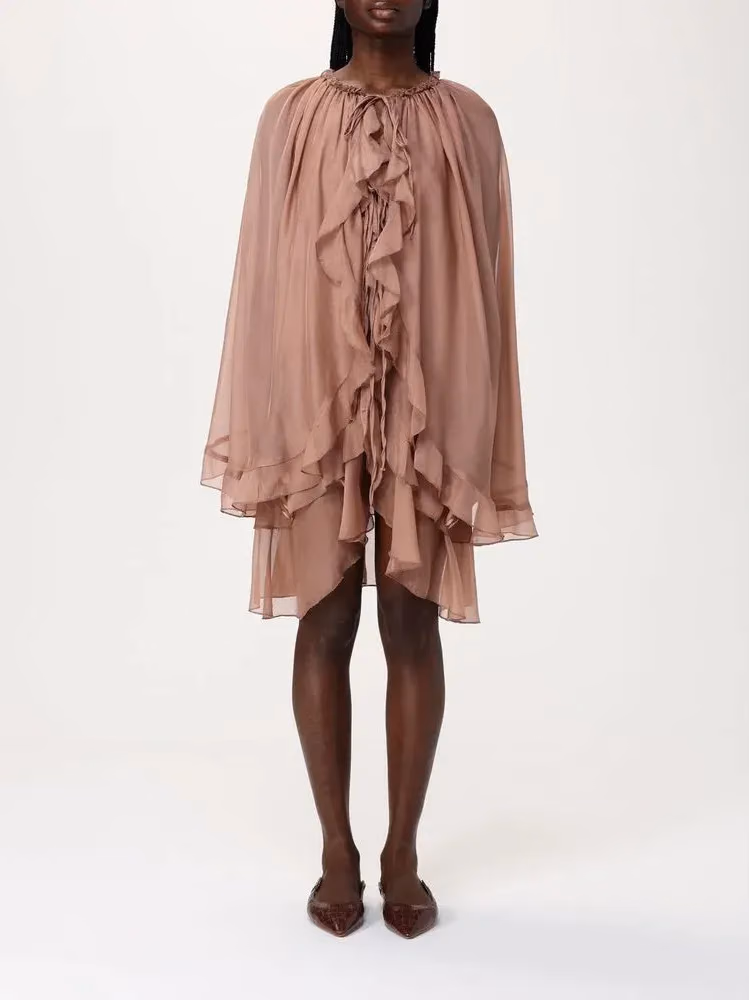 Tpn Beige Silk Cocktail Dress
