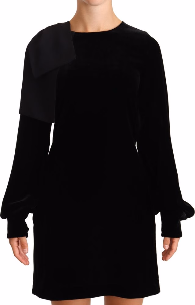 N.21 Sheath A-line Black Viscose Long Sleeves Round Neck Mini Dress