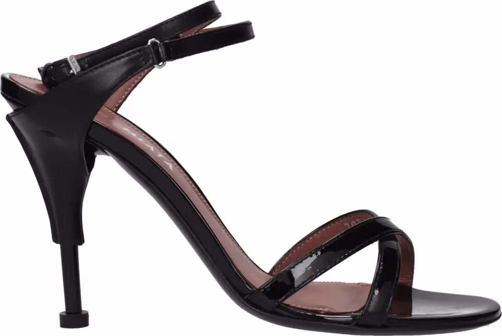 Premiata Black Leather Stiletto Heel Sandals