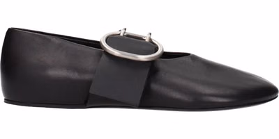 Black Leather Ballet Flats
