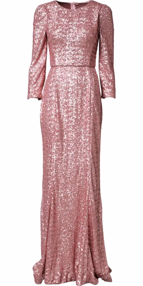 Dolce & Gabbana Pink Sequinned Mermaid Long Gown Dress