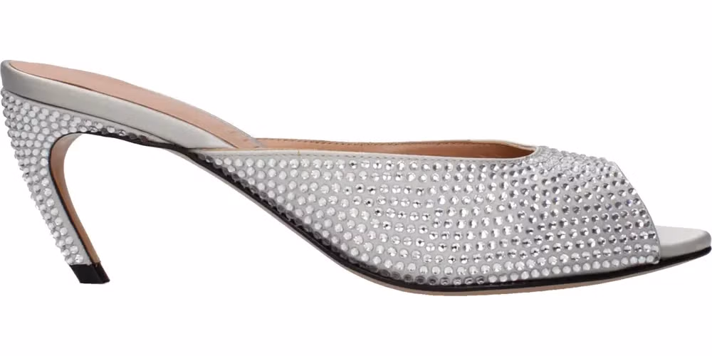 The Attico Gray Satin Stiletto Heel Sandals