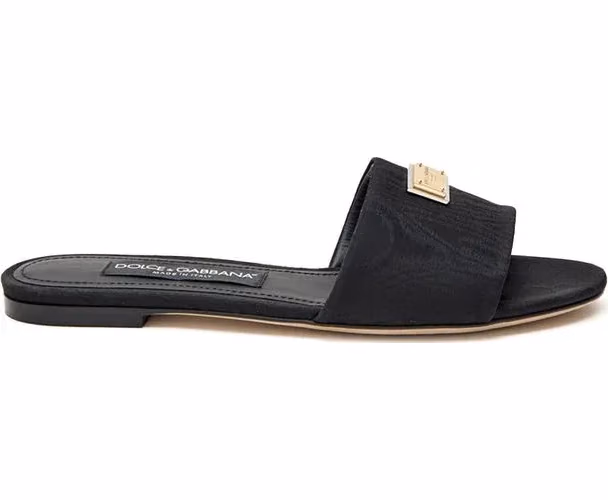 Dolce & Gabbana Black Polyester Slippers