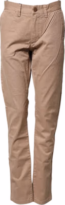 Beige Cotton Mid Waist Straight Men Chino Trouser Pants