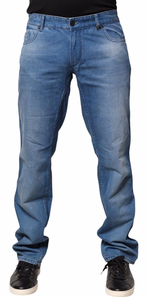 Verri Blue Washed Cotton Skinny Fit Men Denim Trouser Jeans