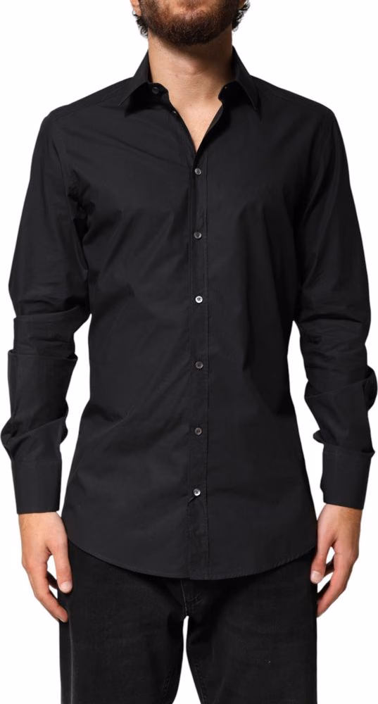 Dolce & Gabbana Black GOLD Cotton Men Dress Formal Shirt