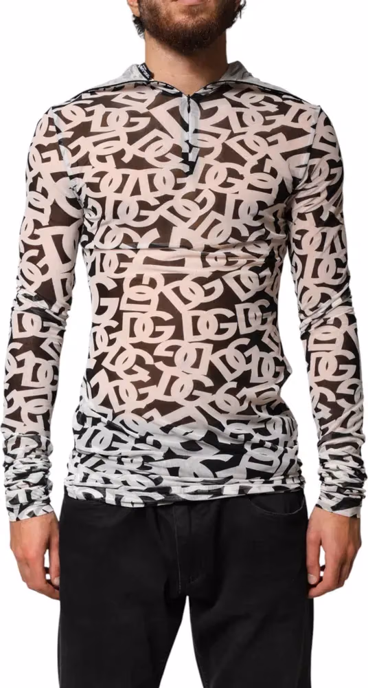 Dolce & Gabbana White DG Logo Long Sleeves Turtleneck Top