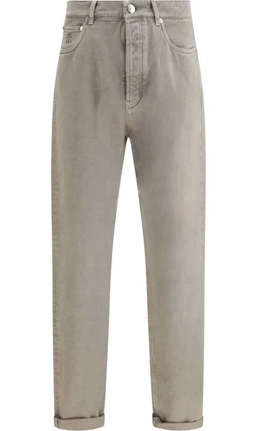 Brunello Cucinelli Bicolor Cotton Straight-Leg Jeans