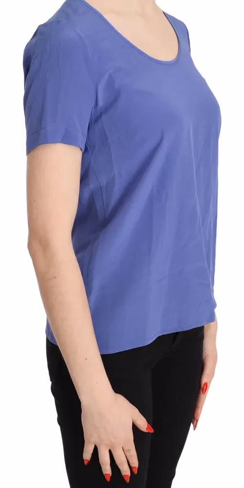 Patrizia Pepe Silk Purple Short Sleeve Casual Top Blouse