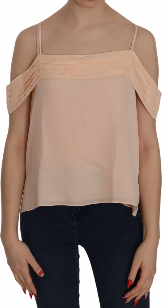 Alexander Wang Orange Off Shoulder Strap Square Neck Top Blouse