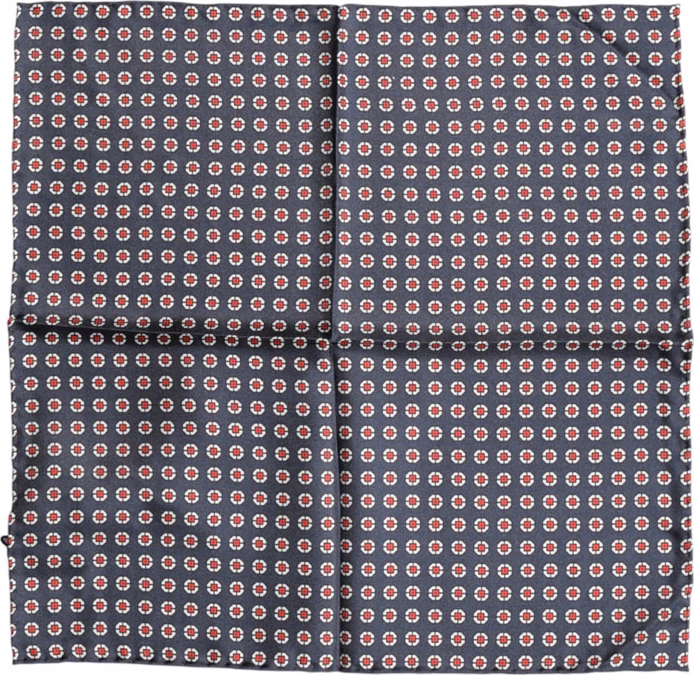 Dolce & Gabbana Blue Patterned Silk Square Handkerchief Scarf