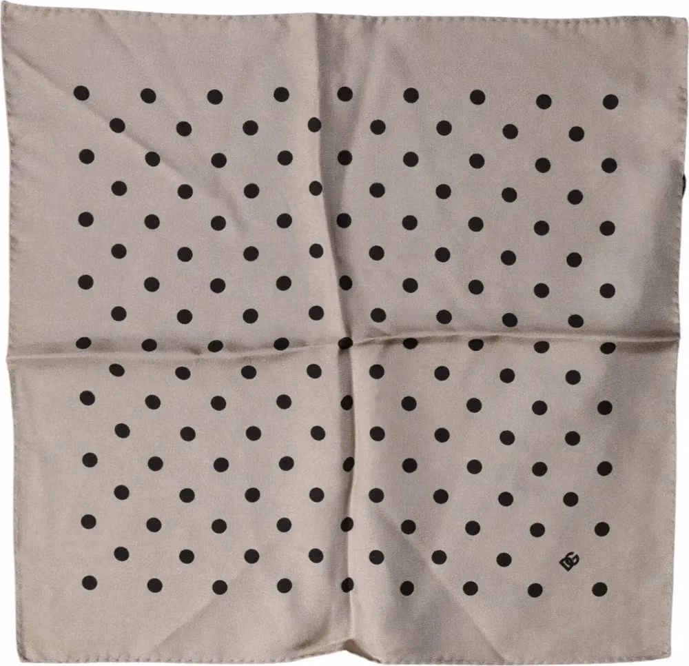 Dolce & Gabbana Brown Polka Dot Square Handkerchief Scarf
