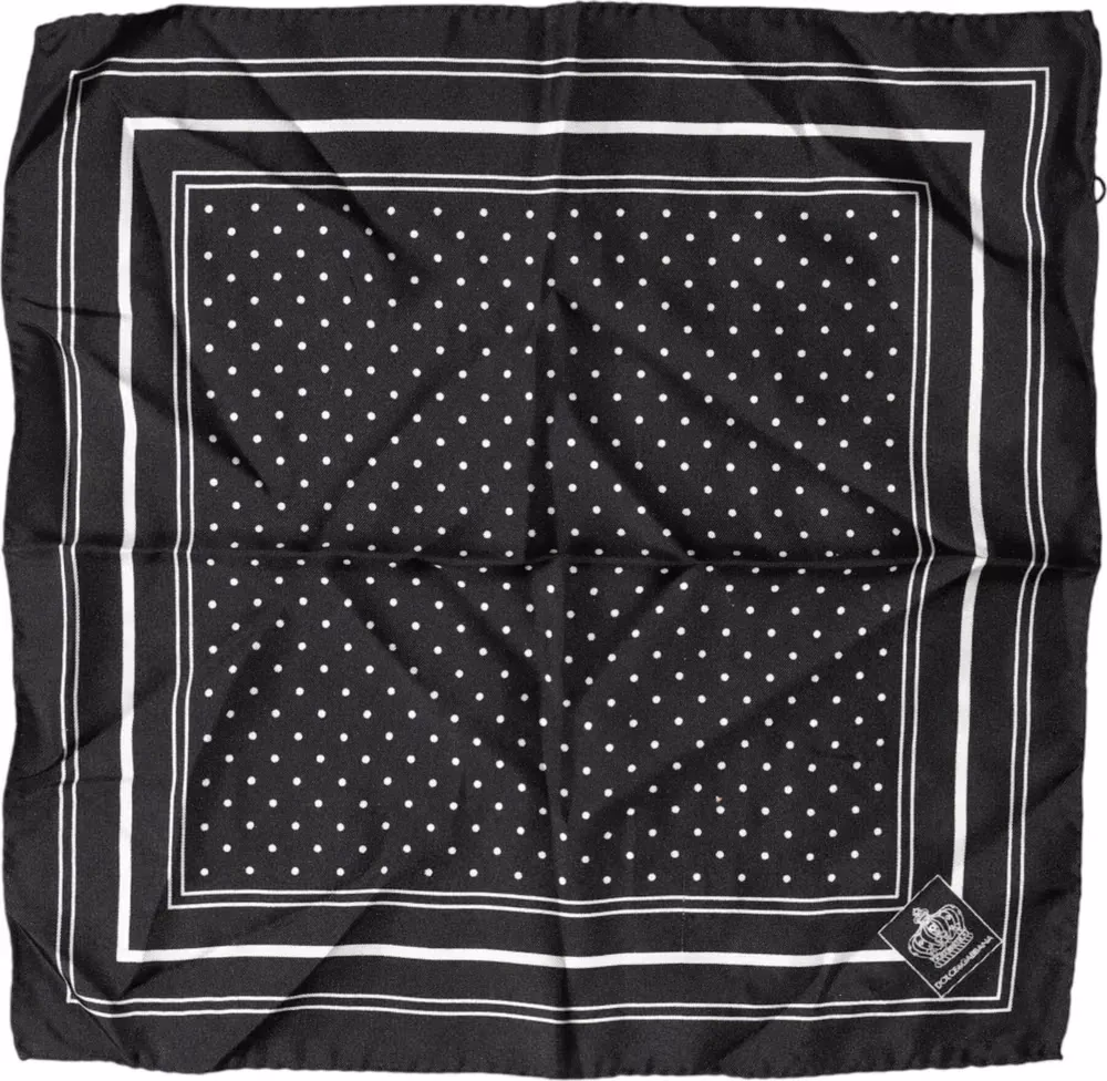 Dolce & Gabbana Scarf Black Poka Dot Men Square Handkerchief