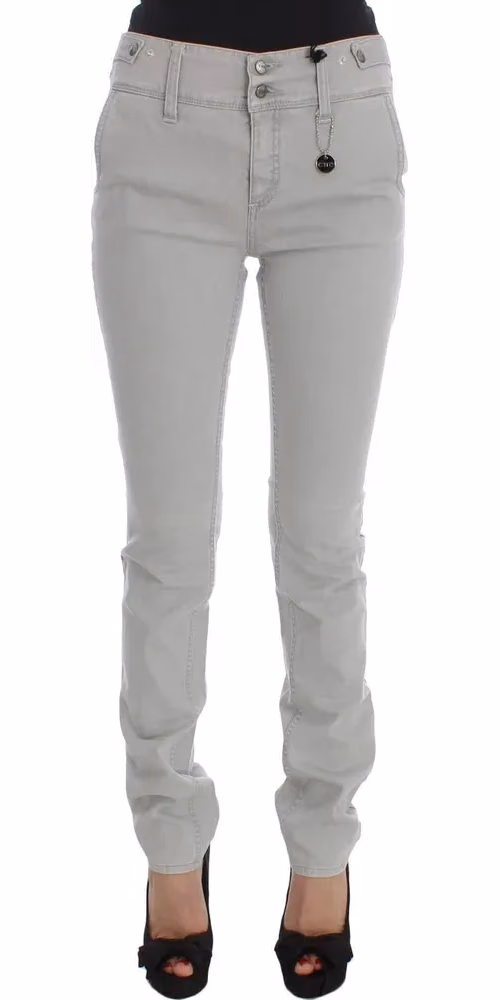 Costume National Pants Gray Cotton Blend Super Slim Fit Jeans