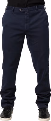 Dark Blue Mid Waist Skinny Chino Trouser Pants