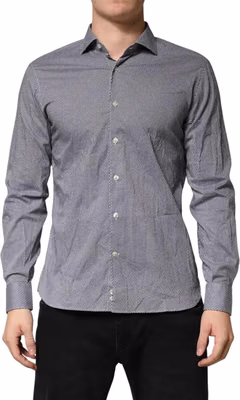 Gray Patterned Long Sleeves Dress Shirt