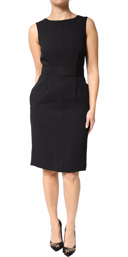 Dolce & Gabbana Black Sleeveless Sheath Knee Length Dress