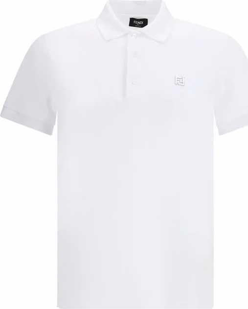 Fendi White Cotton Polo Shirt