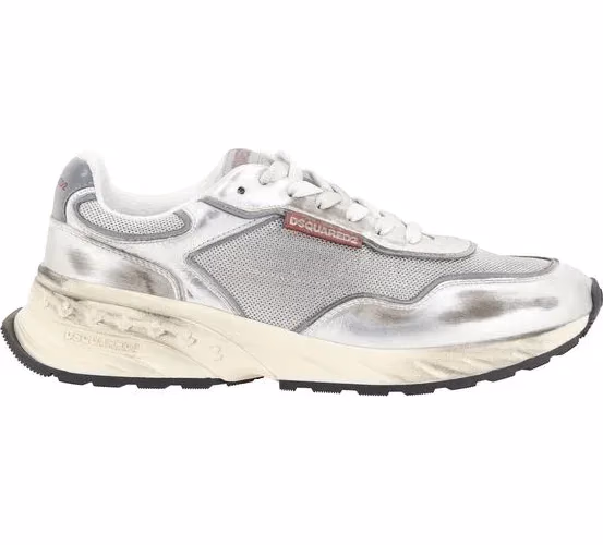 Dsquared² White Calf Leather Bos Taurus Athletic Sneakers