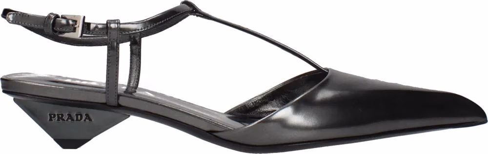 Prada Gray Leather Flat Sandals