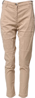 Beige Lyocell Skinny High Waist Chino Casual Pants