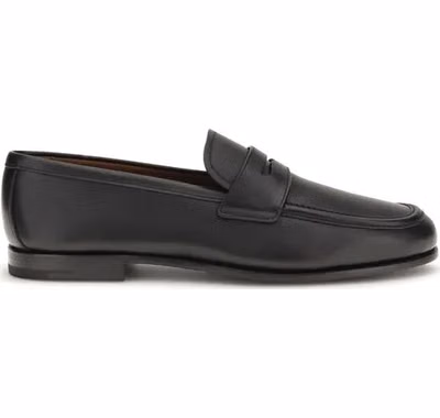 Black Calf Leather Bos Taurus Slip-On Loafers
