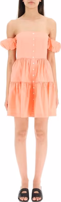 Orange Cotton Casual Dress