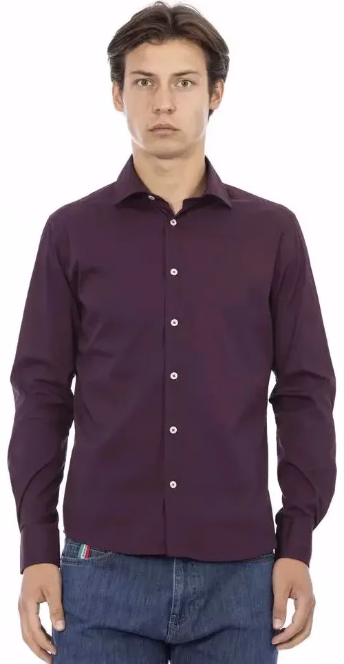 Baldinini Trend Bordeaux Cotton Dress Shirt